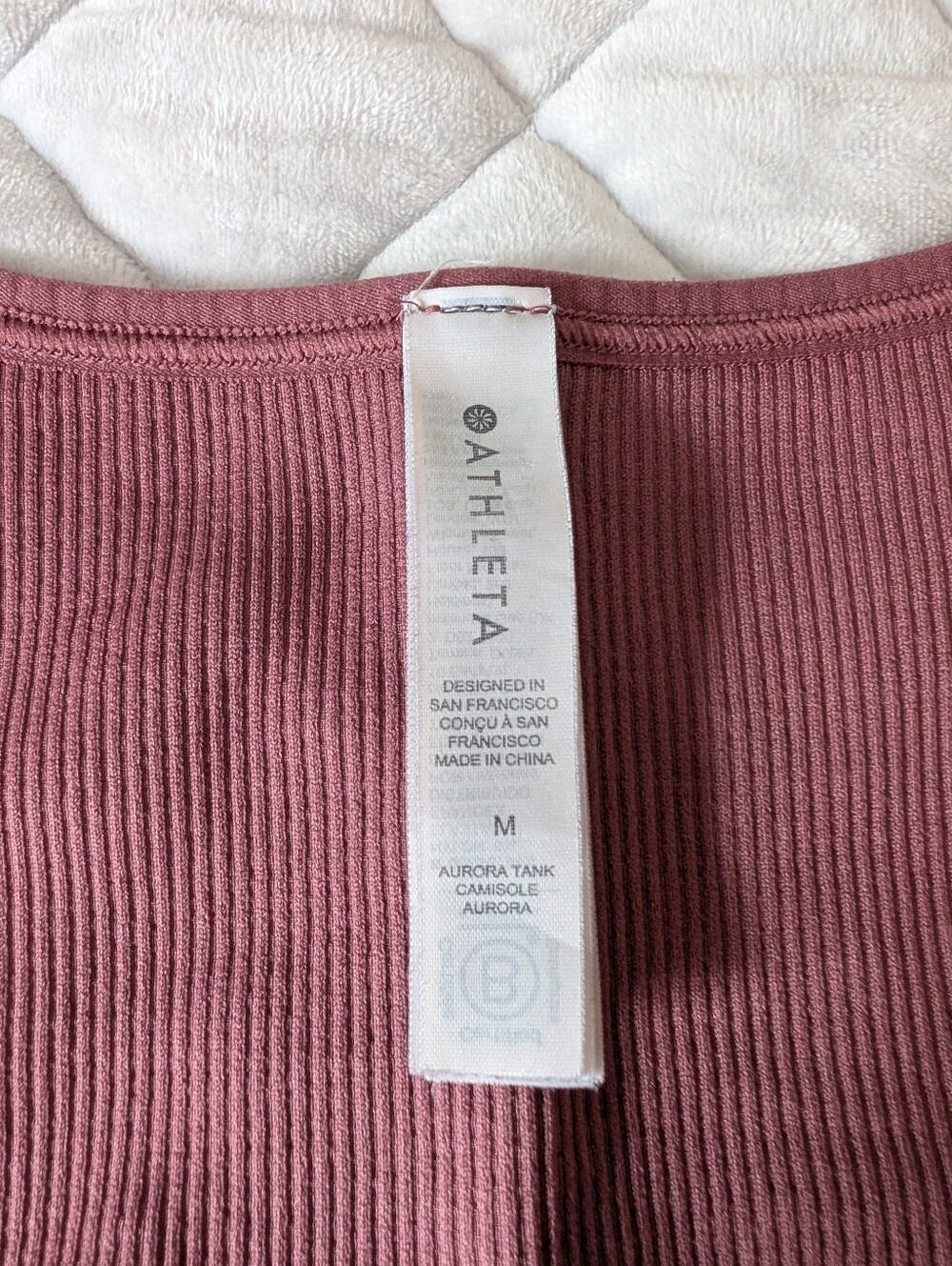 Athleta Ribbed V Neck Tank, Rose Pink, Size Medium - Picture 2 of 7